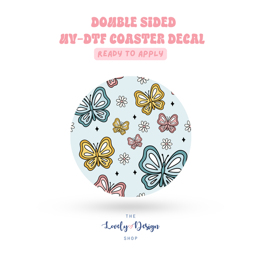 Retro Butterflies - UV DTF Coaster Decal - Aug 27