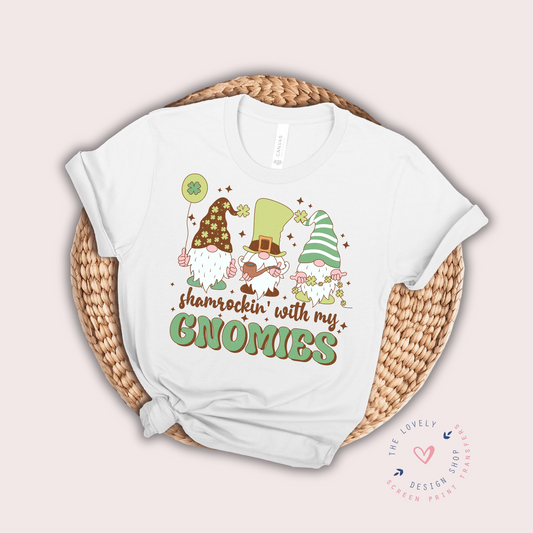 Shamrockin' With My Gnomies - FULL COLOR DTF TRANSFER (Ready to Ship)