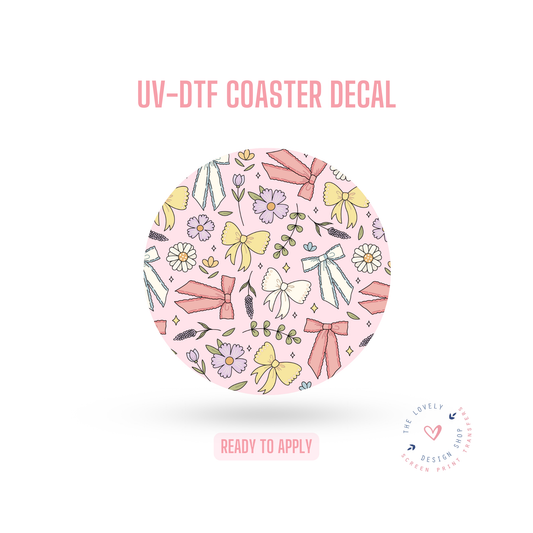 Bows and Wildflowers - UV DTF Coaster Decal - Jan 14