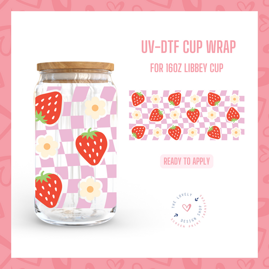 Happy Strawberry - UV DTF 16 oz Libbey Cup Wrap - Jan 20