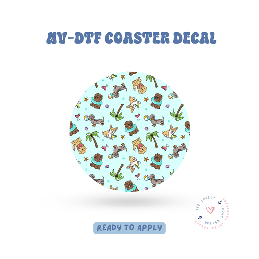 Summer Pups - UV DTF Coaster Decal - May 2