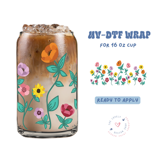 Eras Piano Flowers - UV DTF 16 oz Libbey Cup Wrap - Feb 24