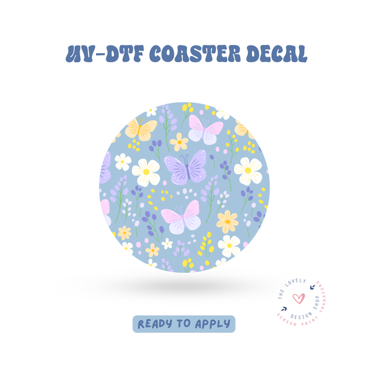 Butterfly Floral Dream - UV DTF Coaster Decal - Feb 24