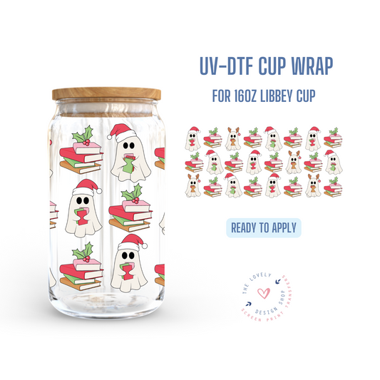 Bookish Christmas Ghosts - UV DTF 16 oz Libbey Cup Wrap - Sep 9