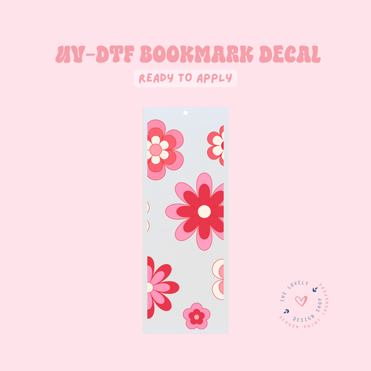 Retro Flowers Pinks - UV DTF Bookmark Decal - Feb 12