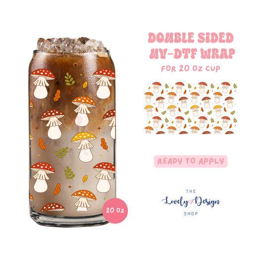 Fall Mushies - UV DTF 20 oz Libbey Cup Wrap - Aug 27