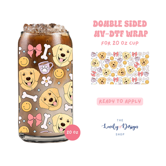 Golden Retriever - UV DTF 20 oz Libbey Cup Wrap - Aug 27