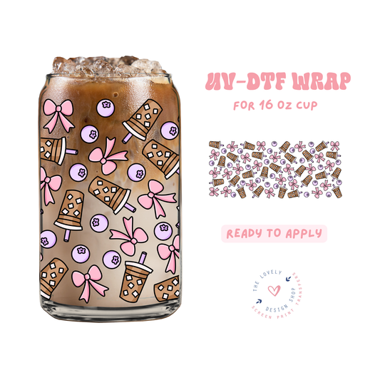 Cute Coffee - UV DTF 16 oz Libbey Cup Wrap - Feb 19