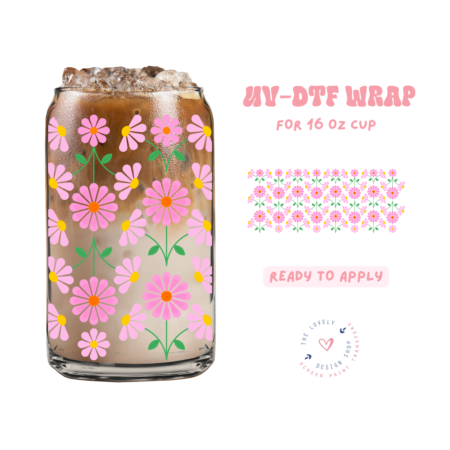 Wildflowers - UV DTF 16 oz Libbey Cup Wrap - May 2