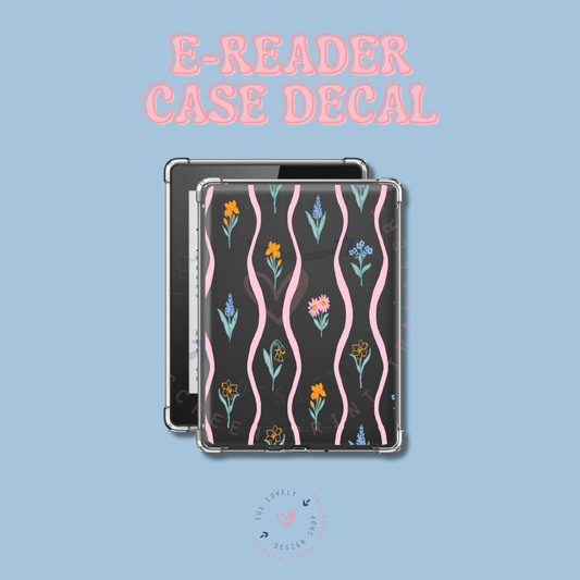 Wavy Vertical Flowers Stripes - UV DTF E-Reader Decal - Jan 20