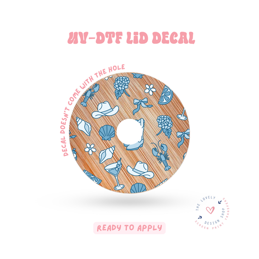Coastal Blue Cowgirl - UV DTF Lid Decal - Apr 23