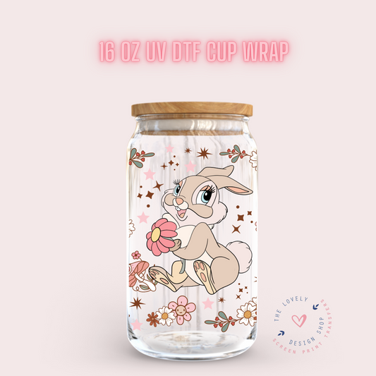 Cute Easter Bunny - UV DTF 16 oz Libbey Cup Wrap (Ready to Ship) Jan 15