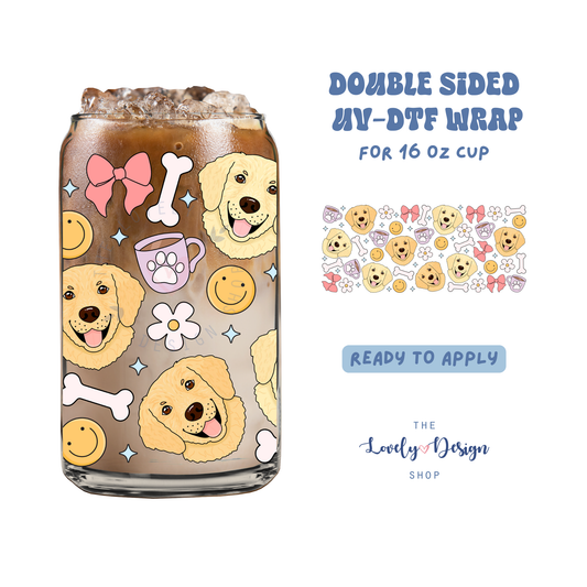 Golden Retriever - UV DTF 16 oz Libbey Cup Wrap - Aug 27