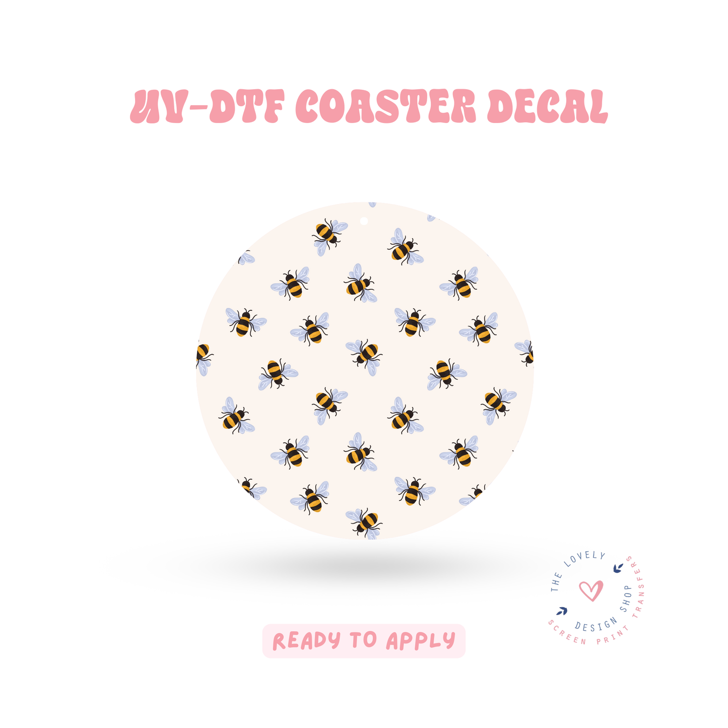 Ditsy Bees - UV DTF Coaster Decal - Feb 4