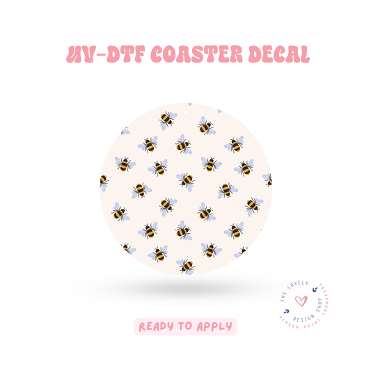 Ditsy Bees - UV DTF Coaster Decal - Feb 4
