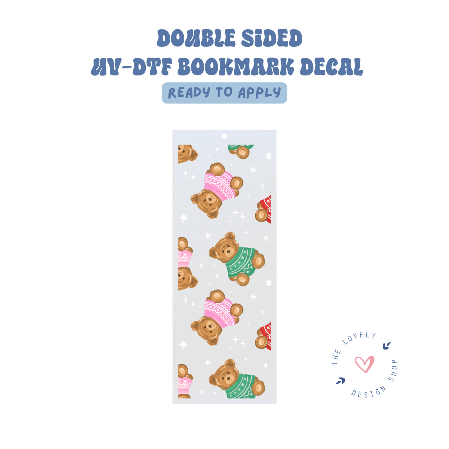 Cute Xmas Bears - UV DTF Bookmark Decal - Sep 15