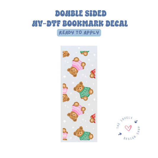 Cute Xmas Bears - UV DTF Bookmark Decal - Sep 15