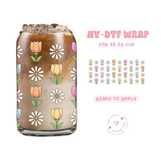 Spring Tulips - UV DTF 16 oz Libbey Cup Wrap - Feb 12