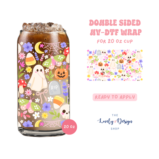 Pastel Spooky Garden - UV DTF 20 oz Libbey Cup Wrap - Aug 27