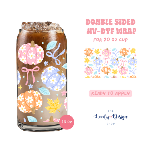 Whimsical Pastel Pumpkins - UV DTF 20 oz Libbey Cup Wrap - Aug 27