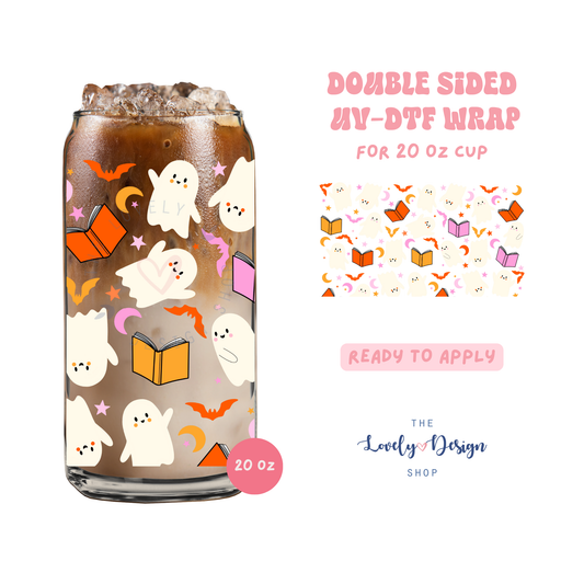 Bookish Ghosts - UV DTF 20 oz Libbey Cup Wrap - Aug 27