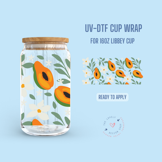 Papaya - UV DTF 16 oz Libbey Cup Wrap (Ready to Ship) Mar 4
