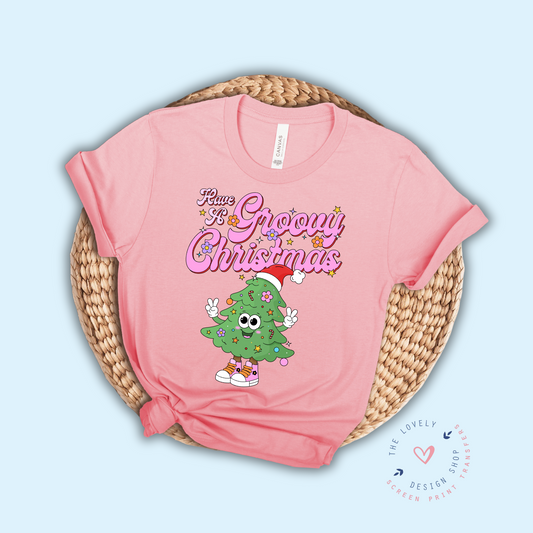 Have A Groovy Christmas w/Tree Character - FULL COLOR DTF TRANSFER - Oct 5th