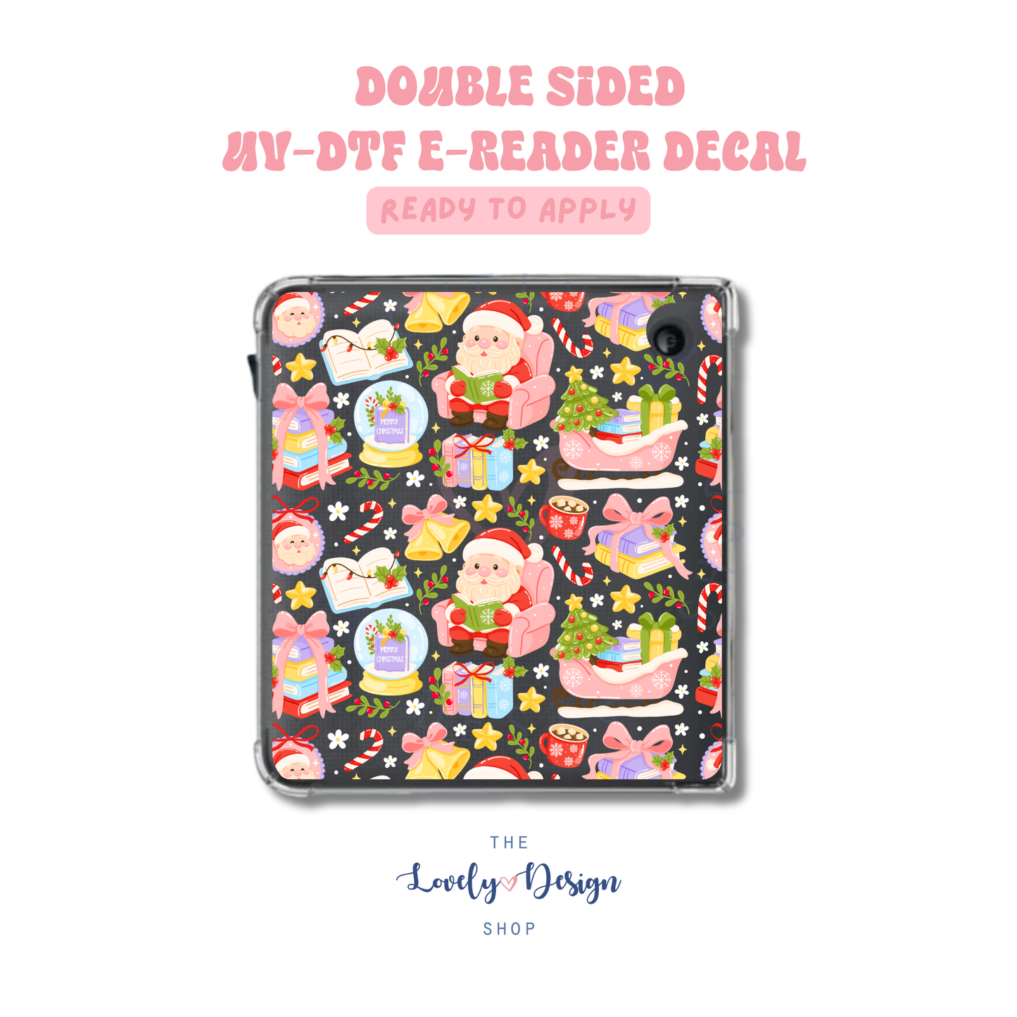 Bookish Santa - UV DTF E-Reader Decal - Aug 27