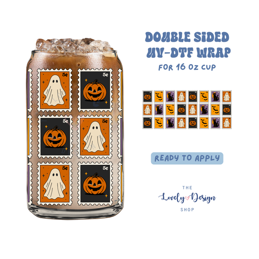 Halloween Stamps - UV DTF 16 oz Libbey Cup Wrap - Aug 27