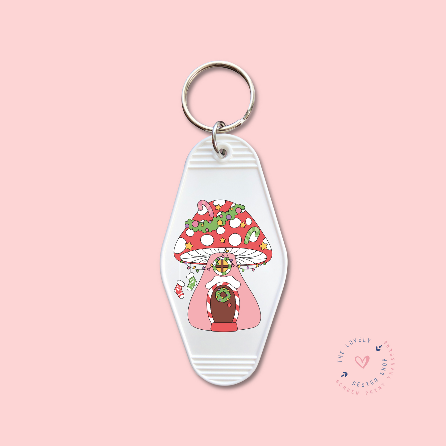 Christmas Groovy Mushroom -  Keychain UV DTF Decal - Oct 15