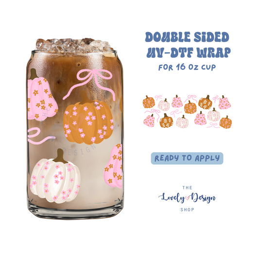 Coquette Pumpkins - UV DTF 16 oz Libbey Cup Wrap - Aug 8