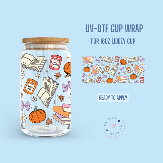 Fall Cozy Books - UV DTF 16 oz Libbey Cup Wrap - Jul 22