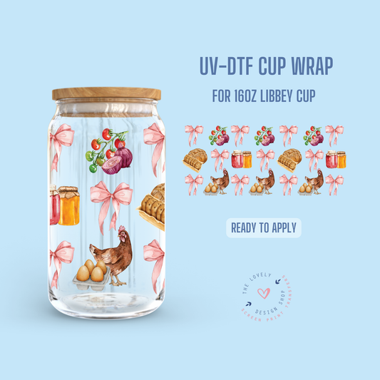 Homestead Bow - UV DTF 16 oz Libbey Cup Wrap - Dec 2