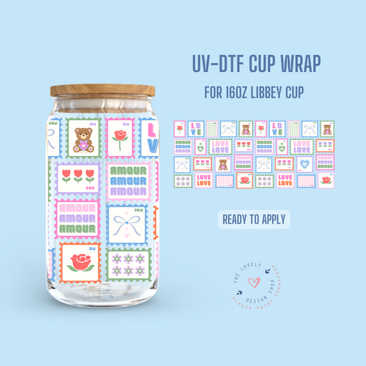 Love Stamps - UV DTF 16 oz Libbey Cup Wrap - Dec 23