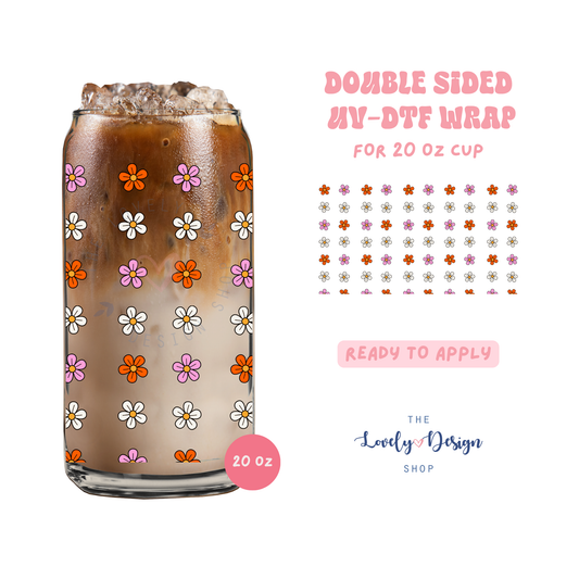 Tiny Retro Flowers - UV DTF 20 oz Libbey Cup Wrap - Aug 27