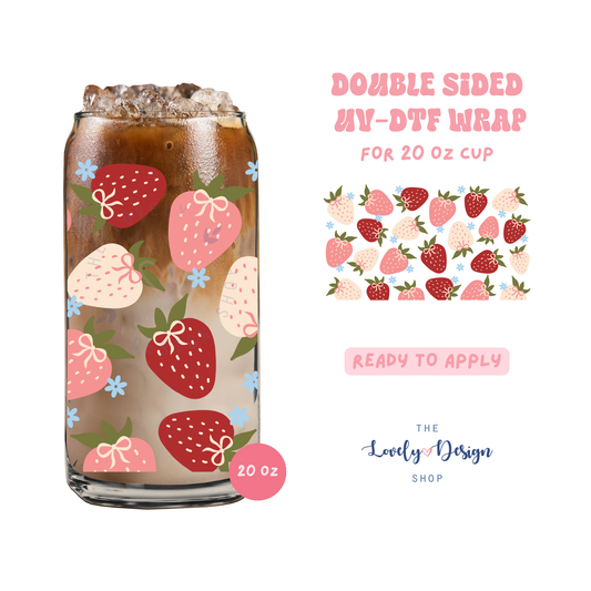 All Kinds Of Strawberries - UV DTF 20 oz Libbey Cup Wrap - Aug 27