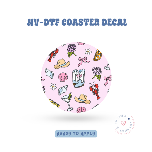 Coastal Colorful Cowgirl - UV DTF Coaster Decal - Apr 23