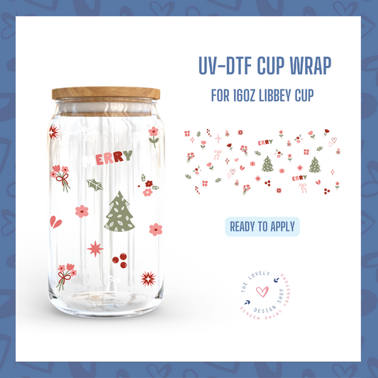 Muted Christmas - UV DTF 16 oz Libbey Cup Wrap - Oct 8