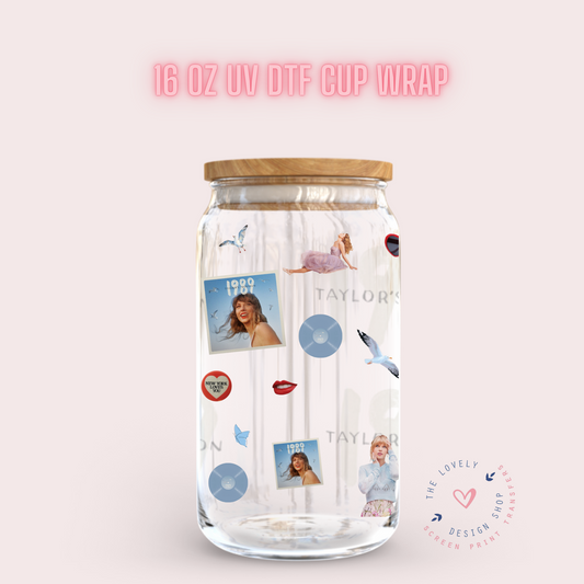 Tay Theme - UV DTF 16 oz Libbey Cup Wrap (Ready to Ship)