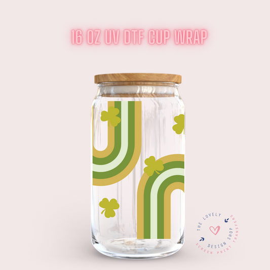 Lucky Rainbow - UV DTF 16 oz Libbey Cup Wrap (PRE-ORDER SHIPS 10TH - 17TH) Jan 2