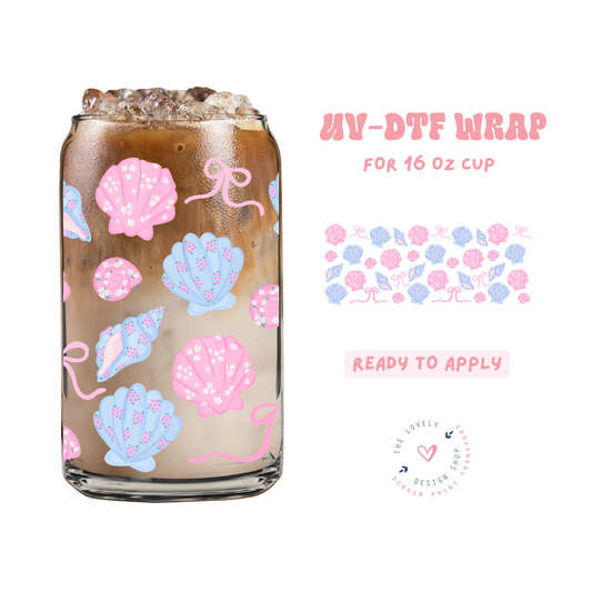 Coquette Shells - UV DTF 16 oz Libbey Cup Wrap - Apr 23