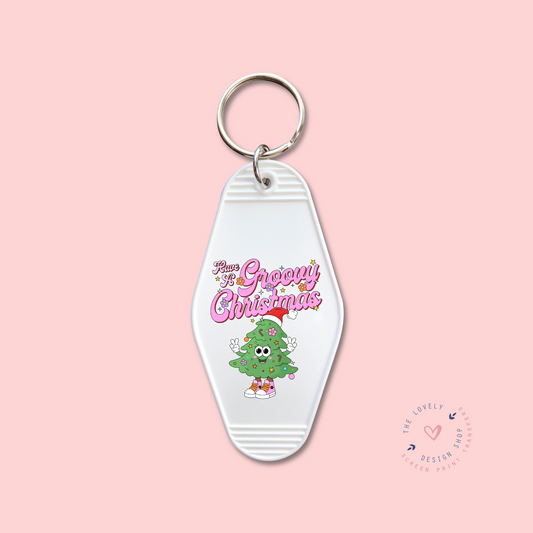 Have A Groovy Christmas w/Tree Characters -  Keychain UV DTF Decal - Oct 8