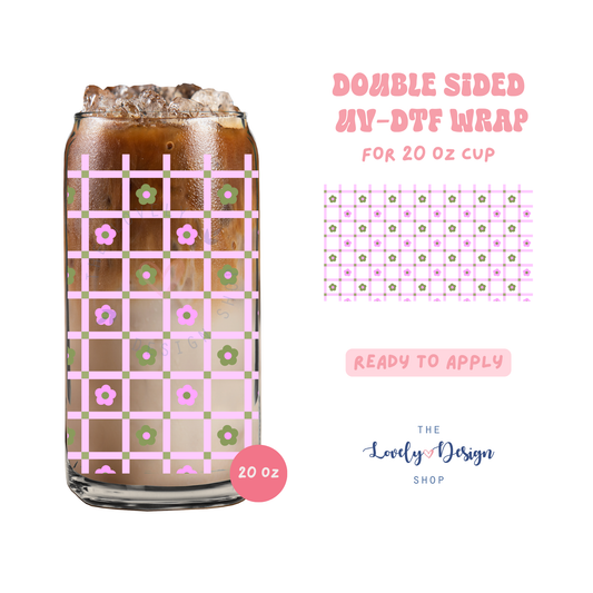Plaid Daisies - UV DTF 20 oz Libbey Cup Wrap - Aug 27