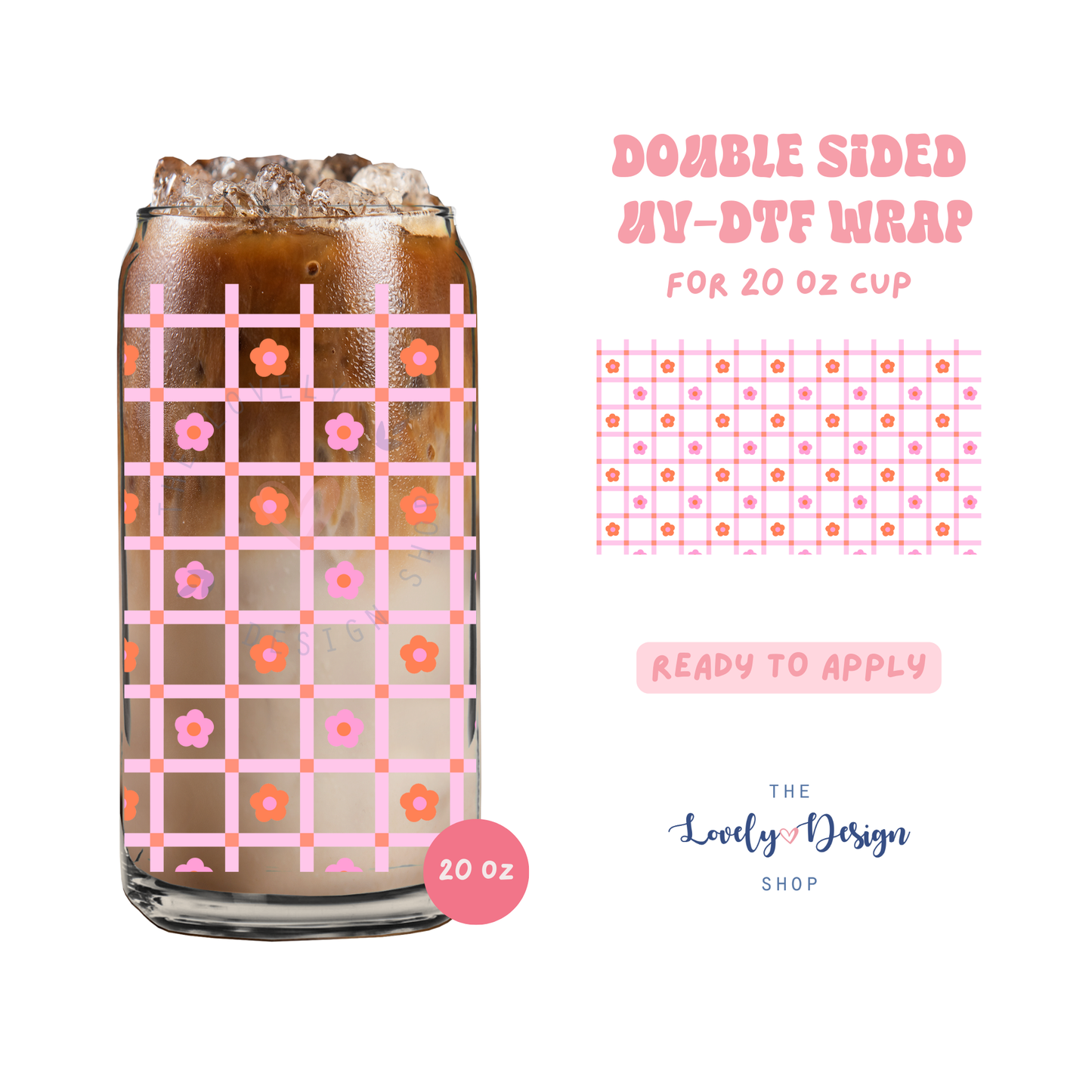 Plaid Daisies - UV DTF 20 oz Libbey Cup Wrap - Aug 27