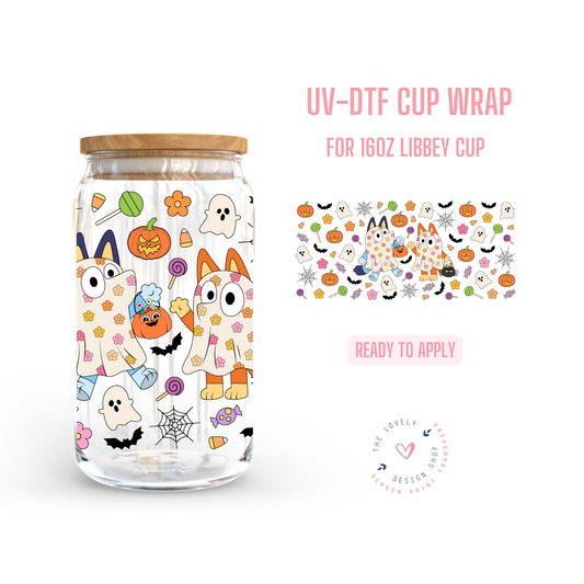 Doggie Ghosts - UV DTF 16 oz Libbey Cup Wrap - Jul 22