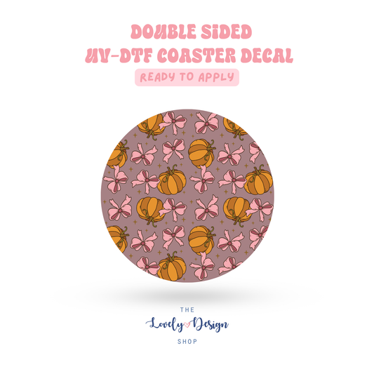 Classic Pumpkins And Bows - UV DTF Coaster Decal - Aug 27