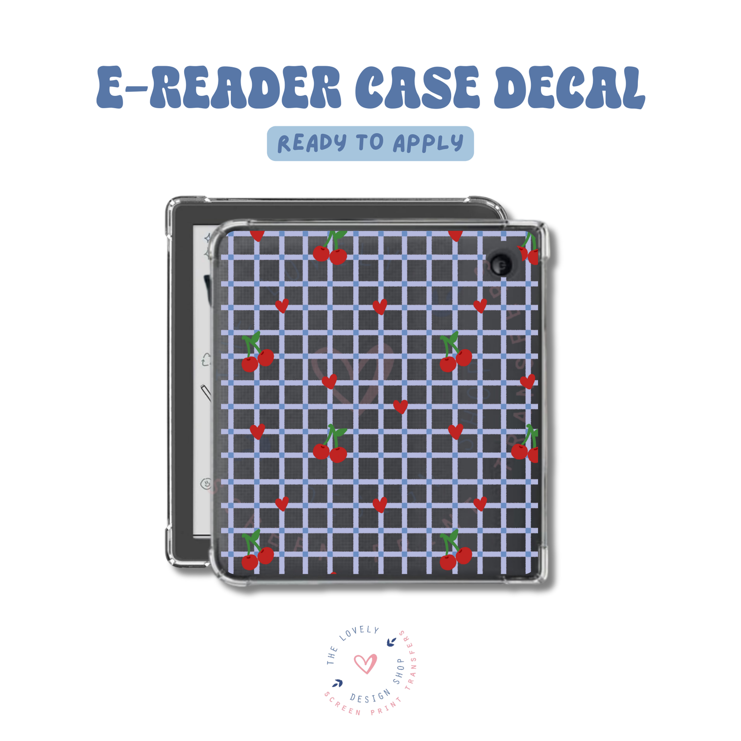 Blue & Red Gingham - UV DTF E-Reader Decal - Jan 27