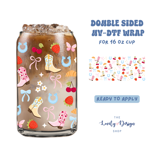 Cowgirl Summer - UV DTF 16 oz Libbey Cup Wrap - Aug 8