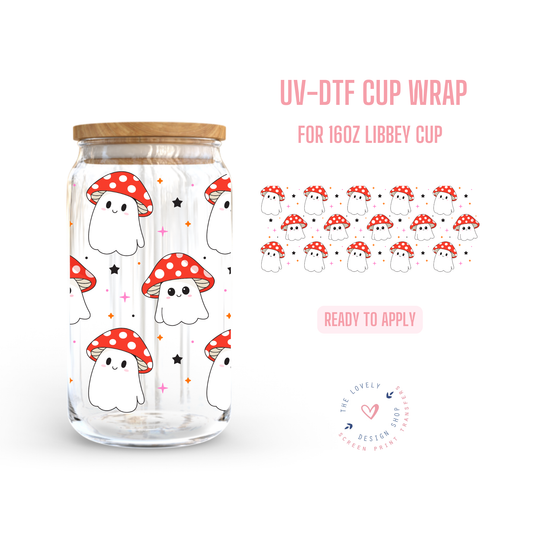 Mushie Ghosts - UV DTF 16 oz Libbey Cup Wrap (Ready to Ship) Jun 24