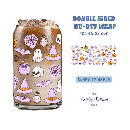 Purplish Halloween - UV DTF 16 oz Libbey Cup Wrap - Aug 27